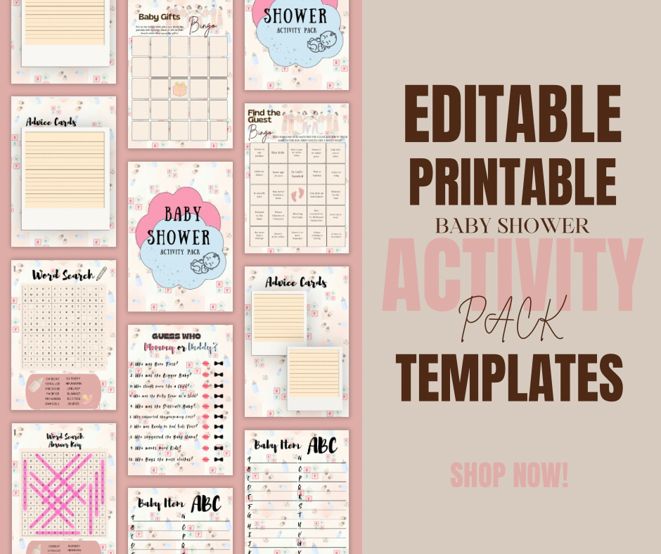 20+ Baby Shower Activity Bundle | Printable | Editable | Instant Download